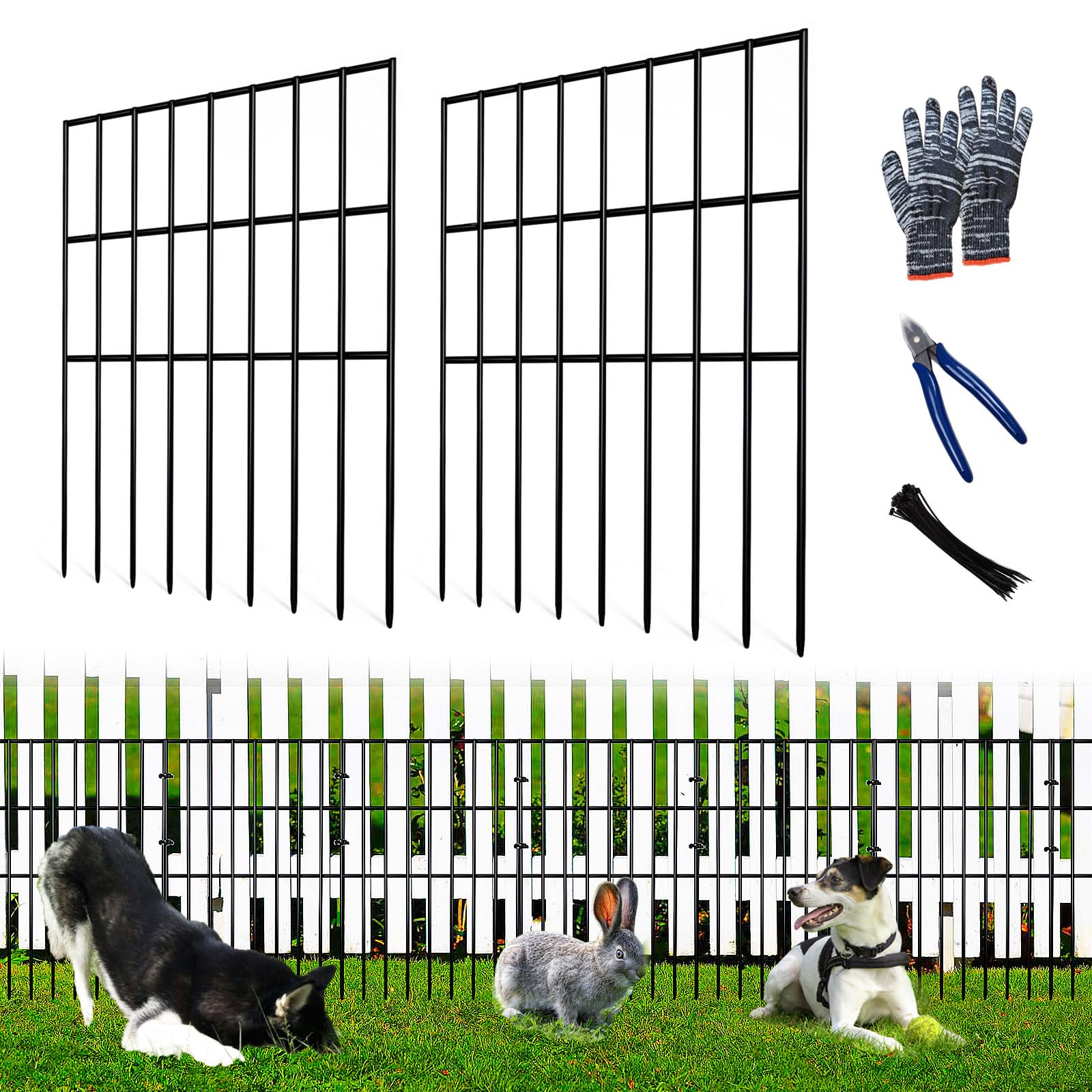 Photo 1 of QIEGL 25pcs Garden Fence Animal Barrier 27ft(L) X 17in(H) No Dig Barrier Fencing Dog Rabbits Blocker 9 Vertical Metal Wire Rustproof Border Decorative Fences for Outdoor, Yard, Patio