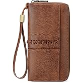 GOIACII Wallet for Women Ladies Wristlet Long Purse Zip Around Clutch RFID Blocking Vegan Leather