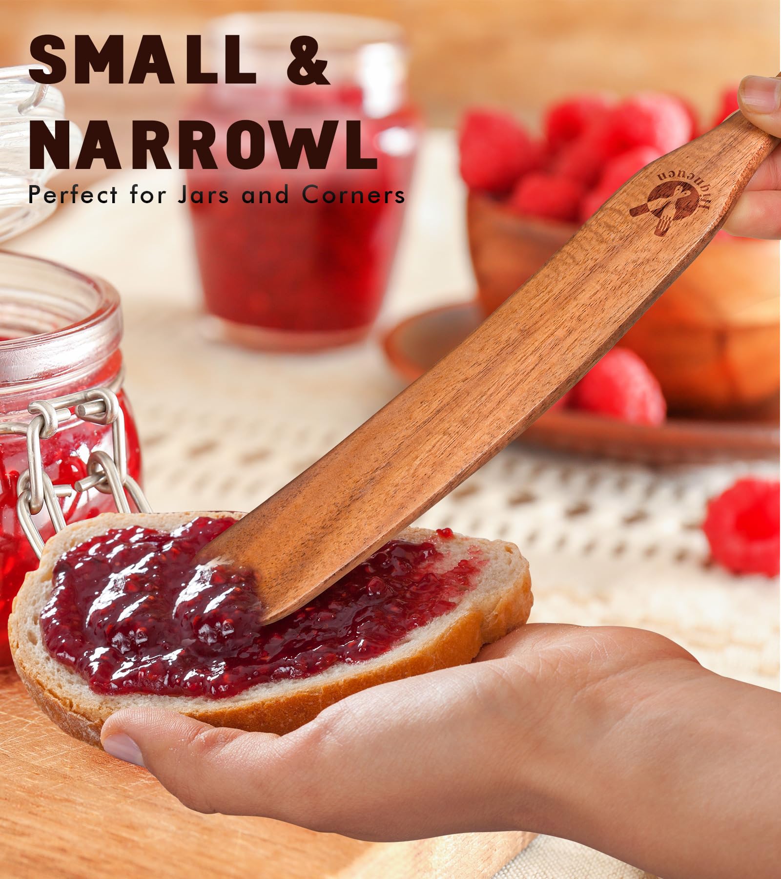 Skinny Spurtle Für Sauerteig - Natürlicher Teakholz-Schaber Zum Rühren Und Kratzen