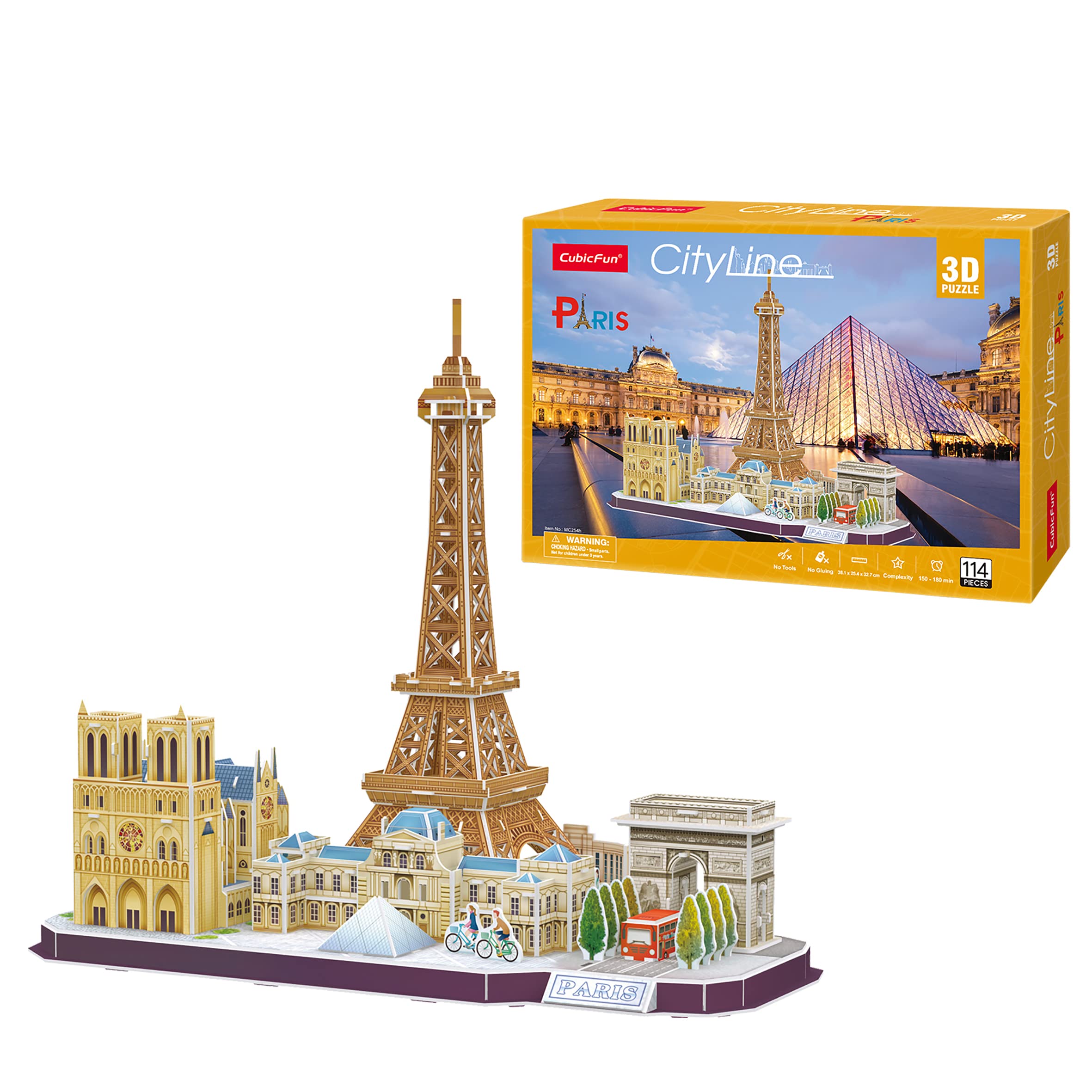 Puzzle 3D - Paris Cityline | 3D Puzzle Gift Child 8 Years | 3D Puzzle Adults And 3D Puzzle Children | Model Kits for Building Adults | 3D Puzzles | 114 Pieces