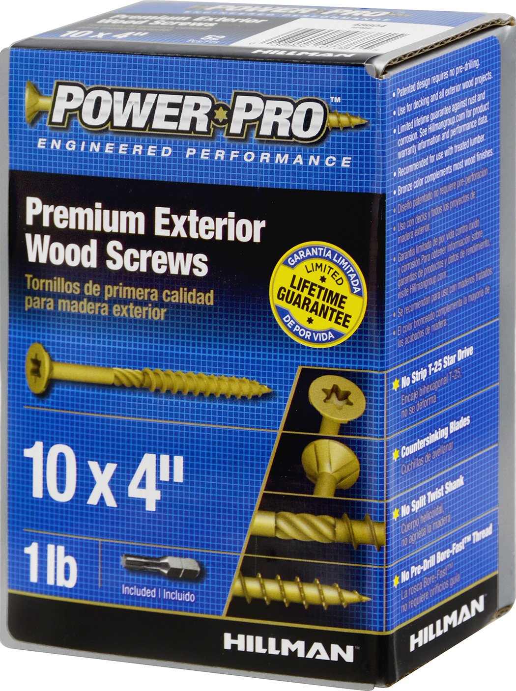 Hillman 48604 Power Pro Premium Exterior Wood Screw, 10 X 4Inch, 57
