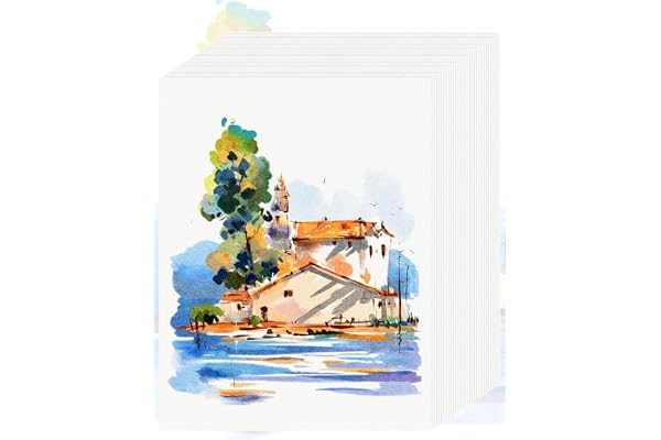 30 Sheets Watercolor Paper 8.5 x 11, Cold Press Watercolor Paper Bulk, 110 LB/230 GSM Water Color Paper Pad 8.5 x 11, Watercolor Supplies for Kids Adults, Paint Paper for Sketching, Acrylic, Gouache