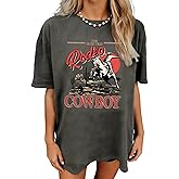 Oversized Western Shirts for Women Cowgirl Rodeo Graphic Tee Top Cowboy Vintage Country Concert Outfit