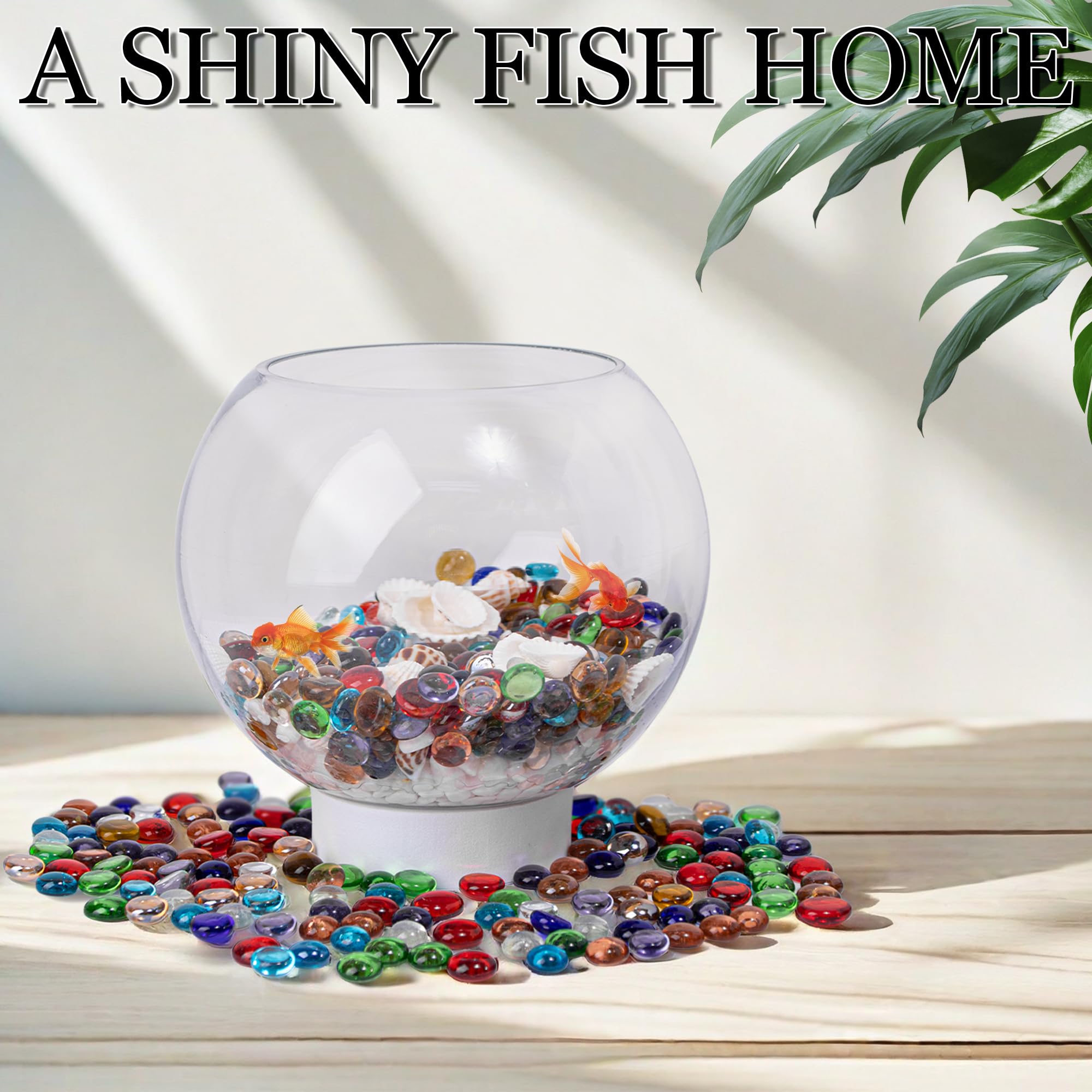 50PCS Mini Glass Gems,Mixed Colour Mancala Stones Flat Bottom Marble Beads for Home Decorative Art Craft Vase Filler(0.5