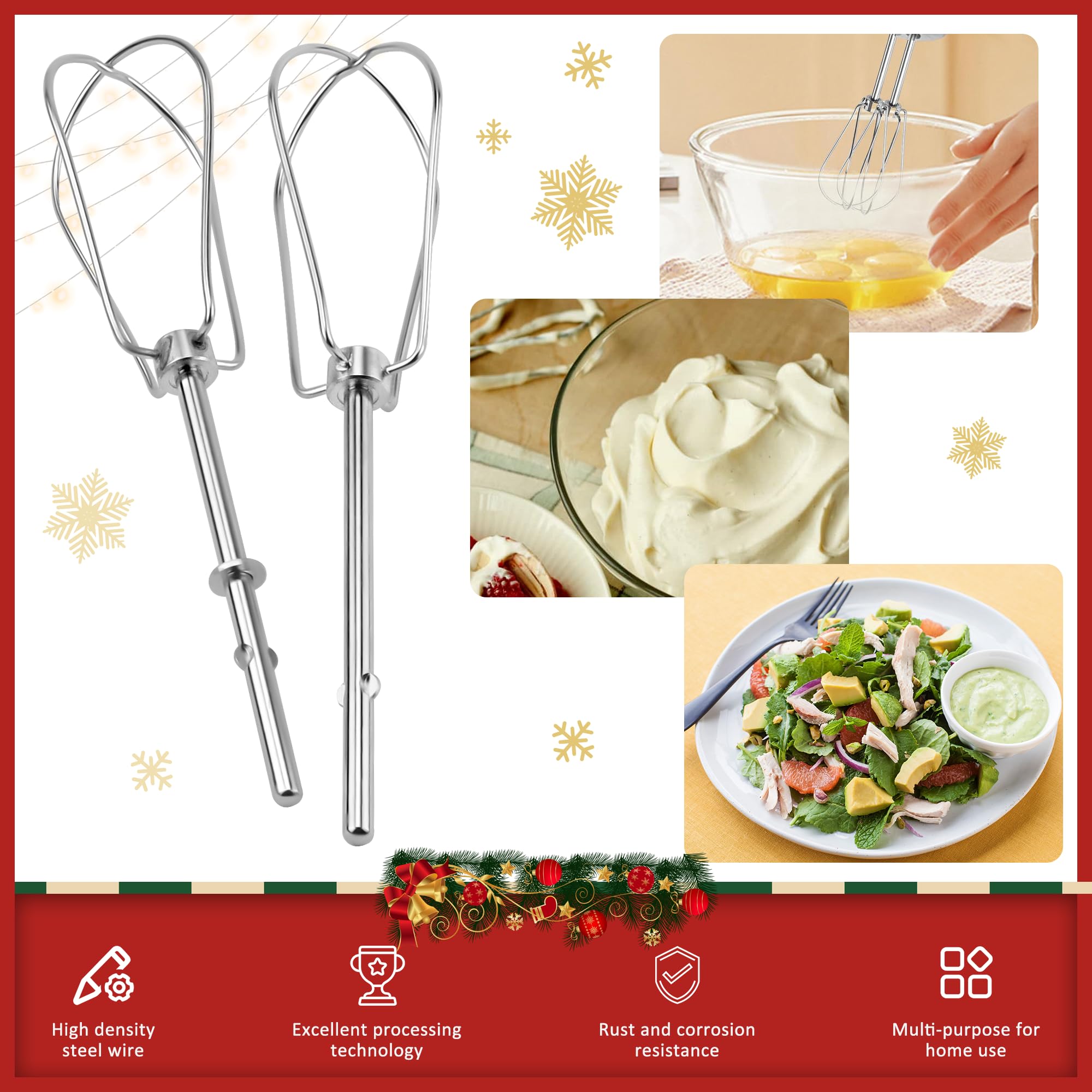 Hand Mixer Turbo Beaters W10490648 Hand Mixer Attachment for Kitchen hand mixer replacement parts by Fetechmate Kitchen replacement turbo beaters Replace KHM2B AP5644233 PS4082859 (2PACK)