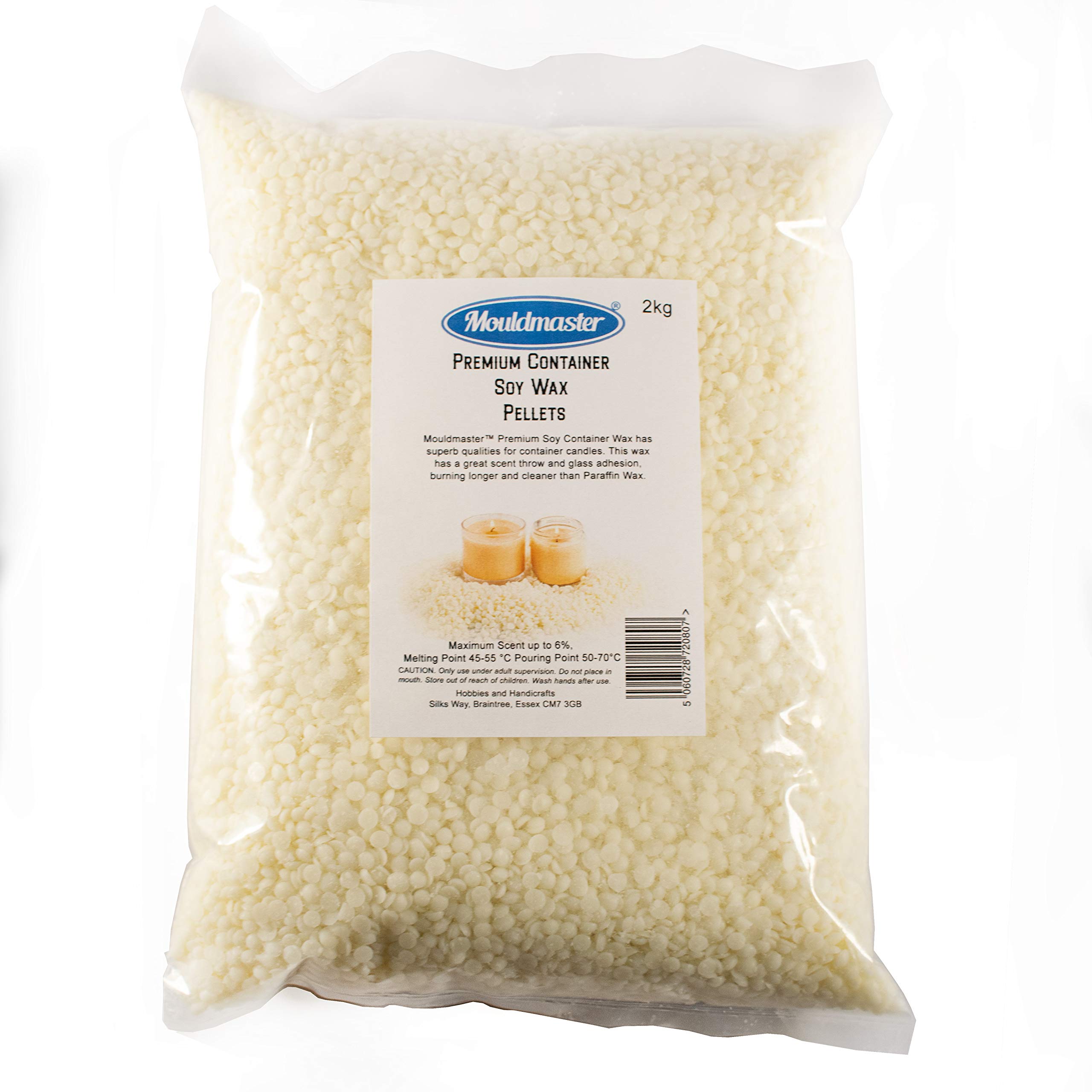 Mouldmaster Premium Container Soy Wax Pellets 2 KG, White/Cream, 2Kg