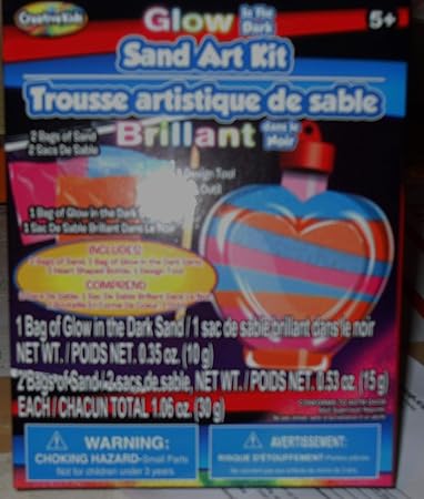 Creative Kids Glow in the Dark Sand Art Kit - Mini Sand Art Kit - with Heart Shaped Bottle