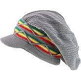 Armycrew 100% Cotton Rasta Slouchy Dreadlock Jamaica Long Knit Beanie Visor