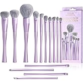 Jessup Makeup Brushes Set Professional 14pcs Vegan Make Up Brushes, Foundation Eyeshadow Concealer Contour Powder Blush Blending Eyeliner Brush, Premium Synthetic Fiber, Luxury Purple T512