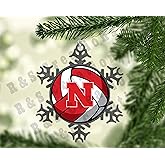 Nebraska Huskers Volleyball N Snowflake Christmas Ornament, Pewter Finish, Holiday Tree Decoration