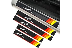MOCHENT 4x4 Offroad Door Sill Protector for Toyota Tacoma TRD 4Runner Tundra Rav4 Highlander, Carbon Fibre Tricolor 3color Door Sill Protector Stickers Decals (Red/Orange/Yellow)