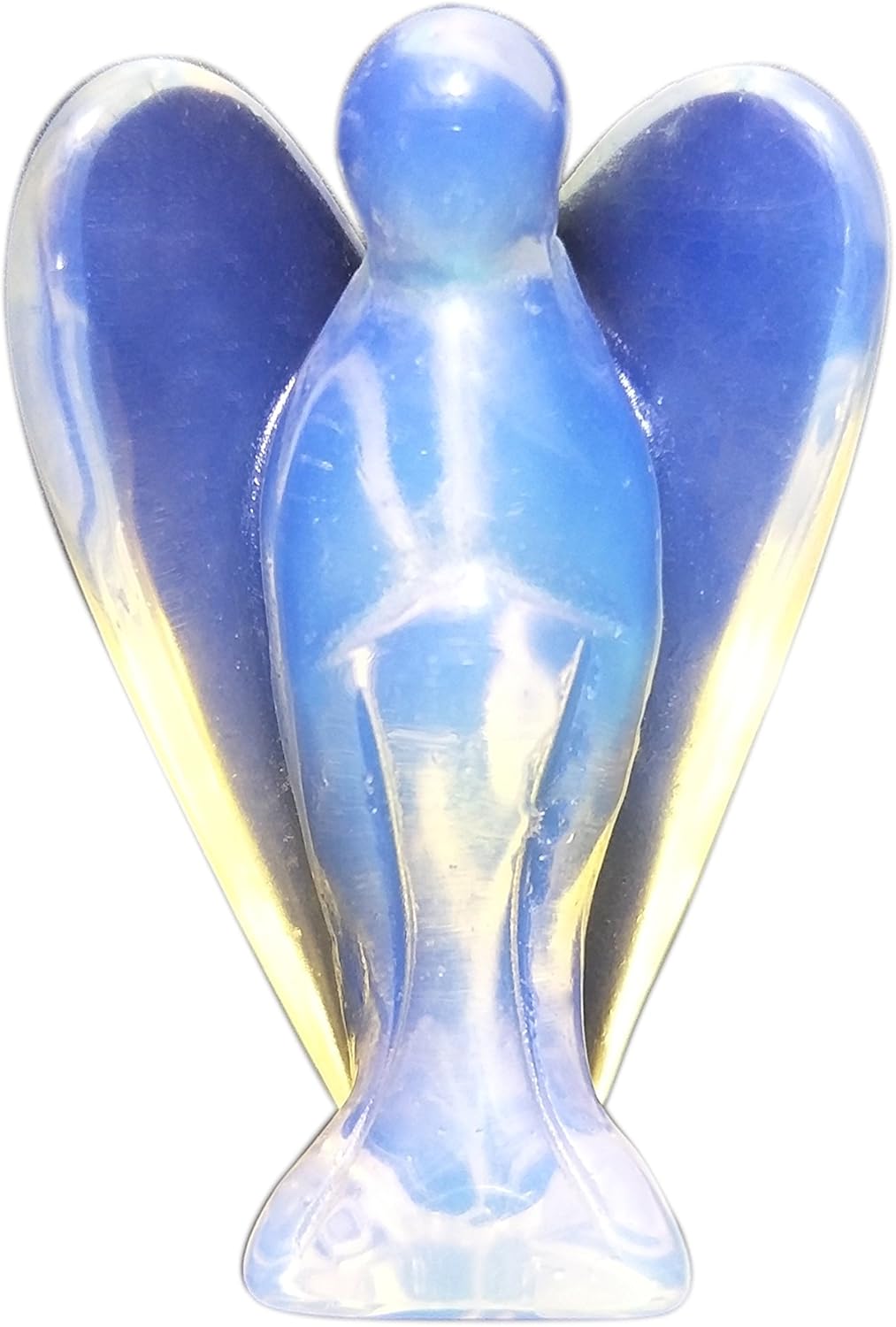 Pocket Size Guardian Angel Made Opalite Stone, Amulet Prayer Angel, Purple, 1 Piece