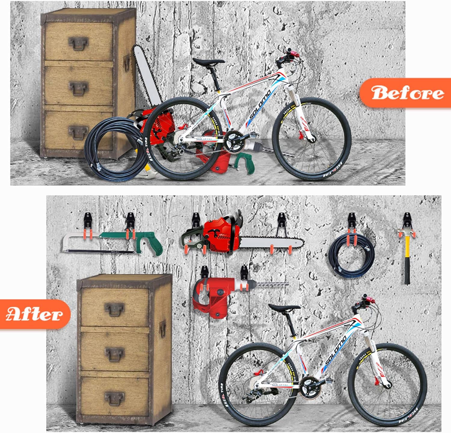 Garage Hooks, 12 Pack Heavy Duty Garage Storage Hooks Steel Tool Hangers for Garage Wall Mount Utility Hooks and Hangers with Anti-Slip Coating for Garden Tools, Ladders, Bikes, Bulky Items - - 