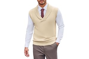 Beotyshow Mens Shawl Collar Pullover Sweater Vests V Neck Sleeveless Knitted Sweaters
