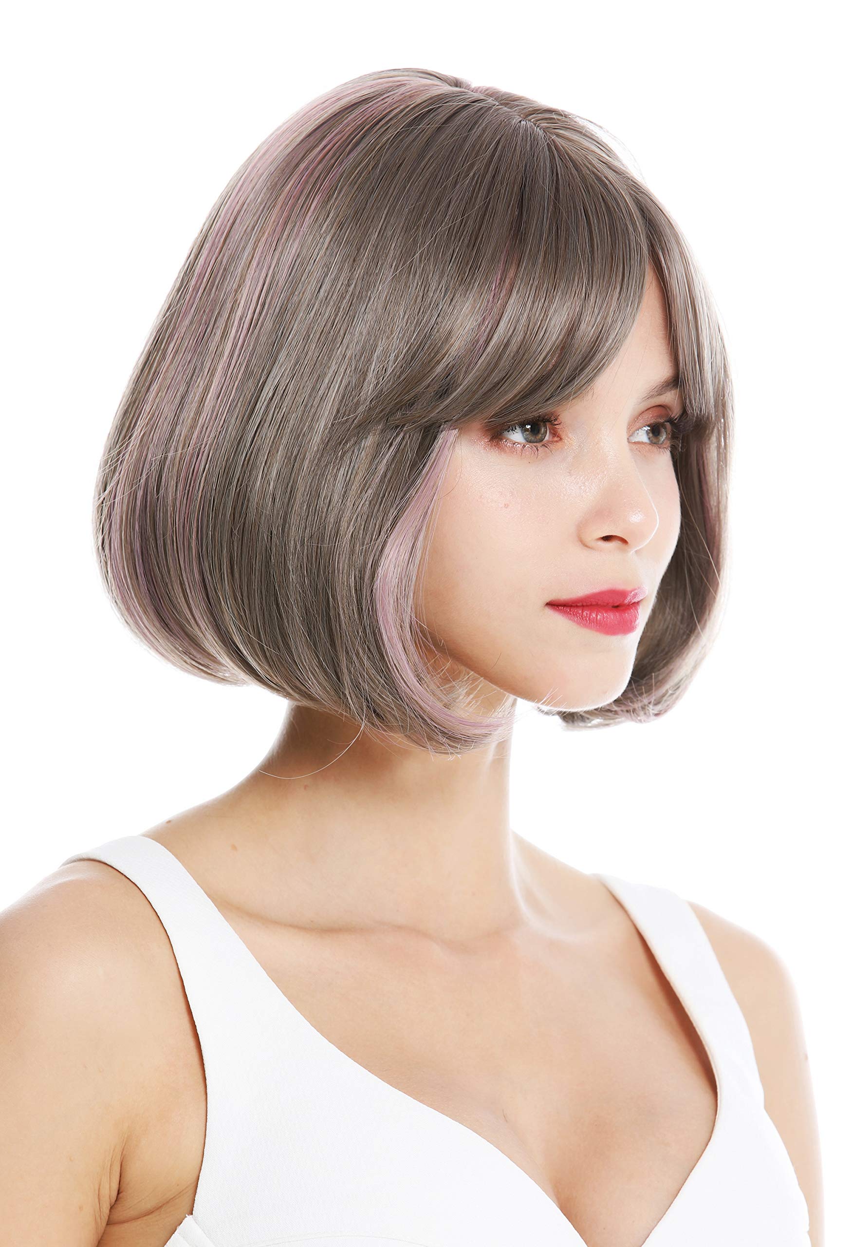 WIG ME UP - 182001-1718/3627 women's quality wig short bob long bob sleek waved tips fringe brown blonde grey purple highlights