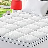 California King Mattress Topper Extra Thick Pillowtop Cooling Mattress Topper Plush Mattress Pad Cover Protector with 8-21 Inch Deep Pocket 3D Snow Down Alternative Fill White