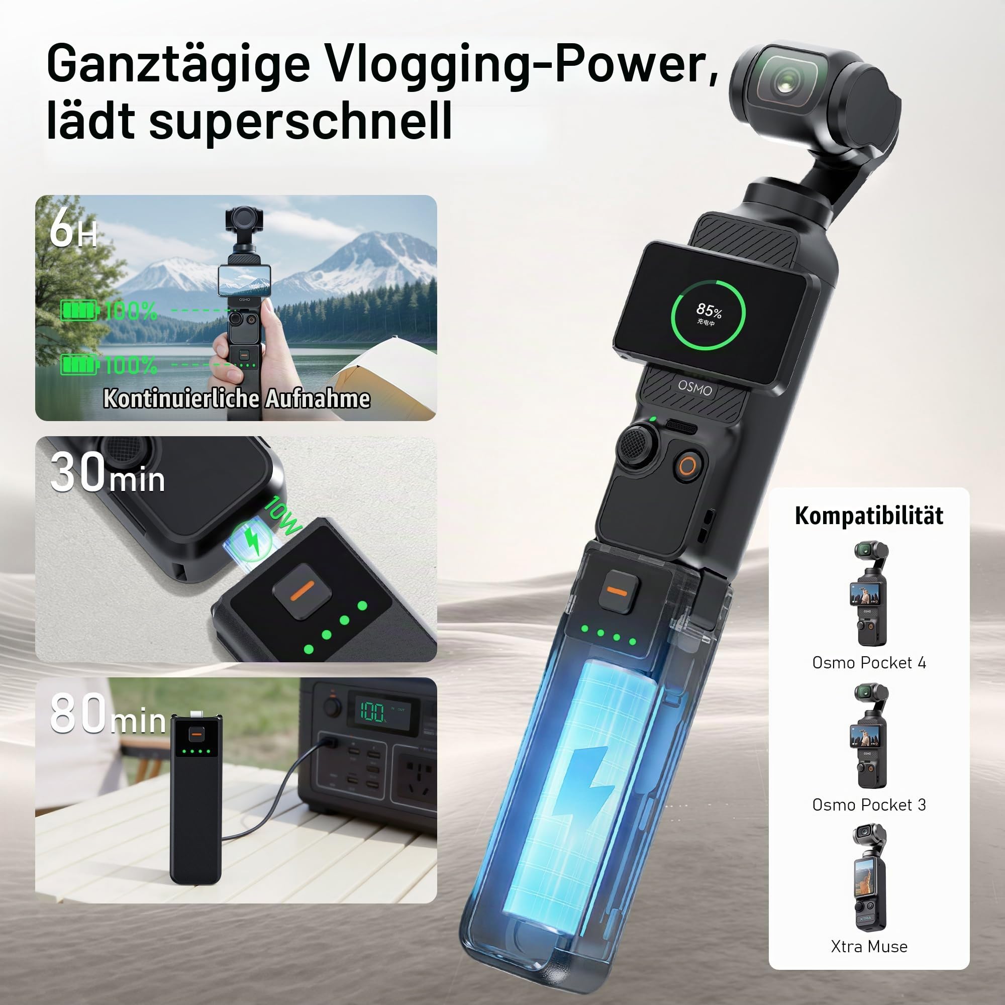 CYNOVA Osmo Pocket 4P Akkugriff für DJI Osmo Pocket 4P 3
