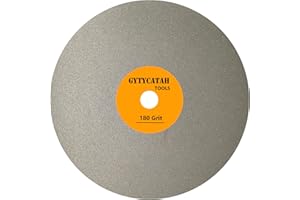 GYTYCATAH Diamond Flat Lap Disc, 6" x 1/2" Arbor, 180 Grit, Diamond Coated, For Gem Faceting Machine, Grinding & Polishing