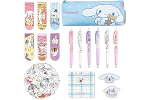 Lobsgous Cute School Supplies Set, Cartoon School Supplies, Kawaii Stationery Set - Includes Pencil Cse Ballpoint Pen Stickers Magnetic Bookmarks Notepad Pin Badges for Girls Teens
