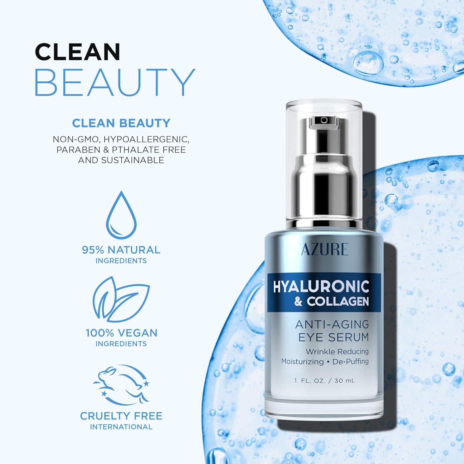 azure hyaluronic and collagen anti aging eye serum