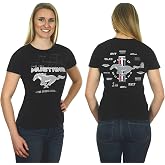 JH Design Women's Ford Mustang T-Shirt's in 3 Styles Short Sleeve Crew Neck Shirts