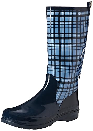 Playshoes Damen Gummistiefel, trendiger Regenstiefel aus Naturkautschuk, mit herausnehmbarer Innensohle, mit Karo-Muster