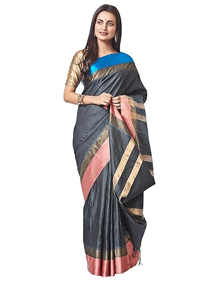 Handloom Gorod Silk Saree - Black