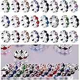 Rhinestone Beads for Pens Making,100pcs 12mm Bulk Beadable Spacer Beads for Pens,Fancy Glitter Wave Diamond Crystal Beads for Bracelet Jewelry Making