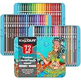 KALOUR Premium Colored Pencils,Set of 72 Colors,Artists Soft Core with Vibrant Color,Include 7 Metallic Color Pencils,Ideal for Drawing Sketching Shading,Coloring Pencils for Adults Beginners