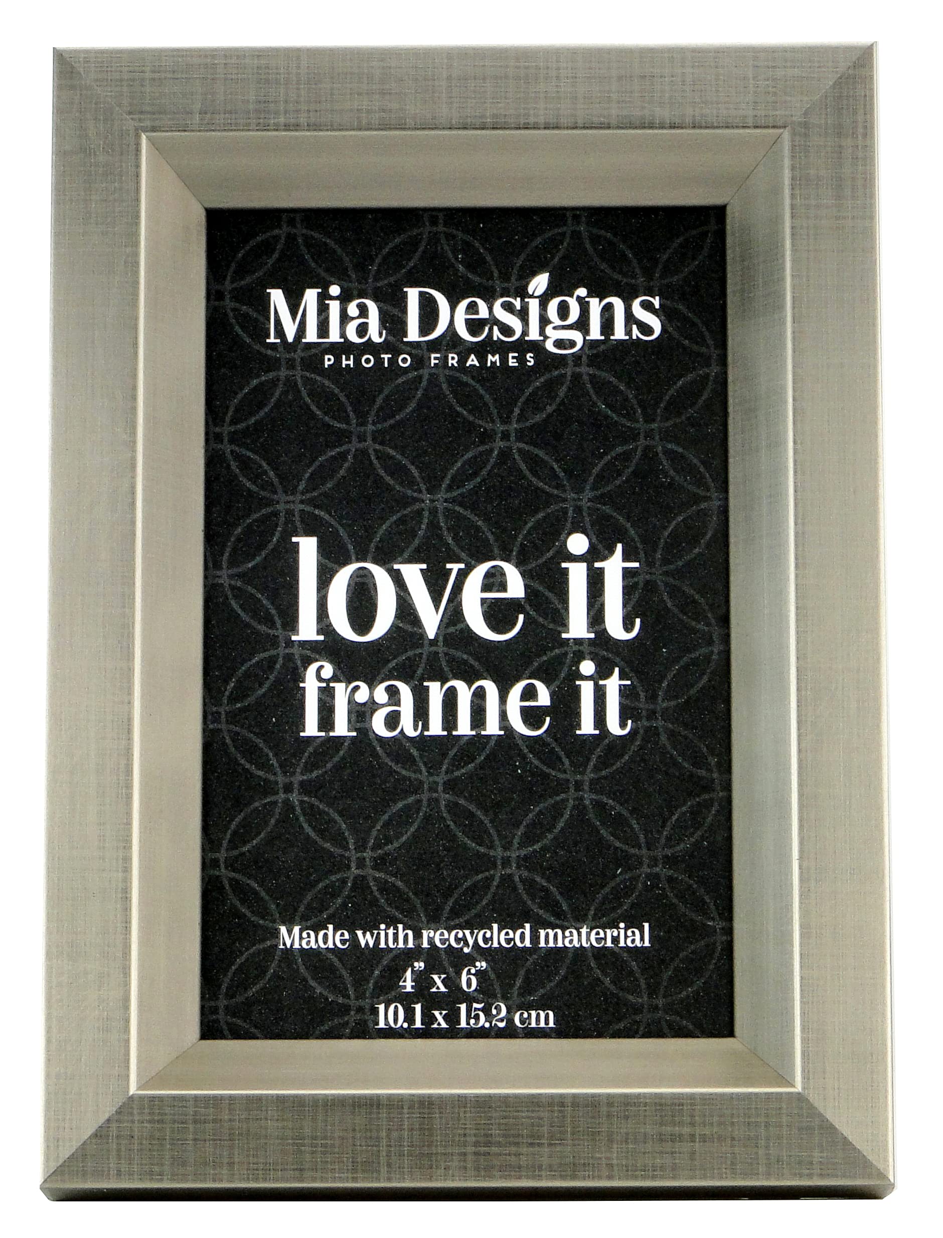Mia Designs Picture Frame White with Silver Lines 4x6 (10x15cm) Photo Frame for Desk, Wall and Table Top in Eco-friendly PS material Environmentally Friendly Freestanding Frame