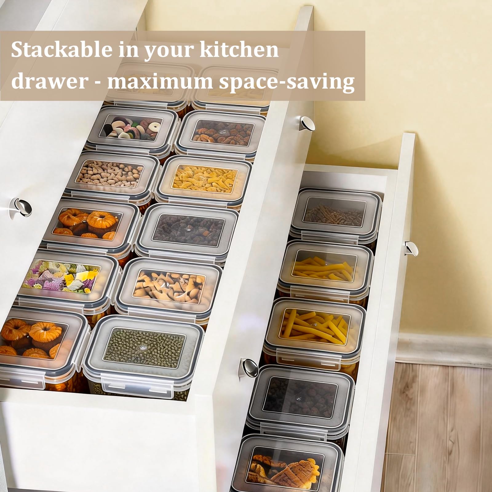 GoMaihe 6er Set Vorratsdosen mit Deckel Luftdichte: Vorratsbehälter mit Deckel 2800ml | Luftdichte Aufbewahrungbox Küche von Spaghetti, Nudeln, Mehl und Zucker | BPA-FREI | Spülmaschinenfest 5