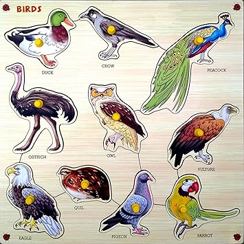 Webby Premium Wooden Birds Educational Puzzle Toy