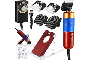 Landhoow Carpet Trimmer with Shearing Guide, 200w Electric Speed Adjustable Rug Tufting Carver Clippers for Low Noise Handmade Rug Cleaning and Tuft, 2 Blades, 1 Power Adapter, Etc.(Dark Brown)