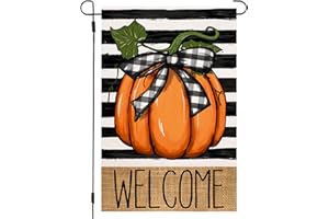 UTUICHUO Fall Pumpkin Welcome Garden Flag 12×18 Inch Double Sided for Outside Halloween Autumn Holiday Outside Decoration Seasonal Yard Flag