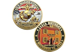 DRDSNLVSI USMC 250th Anniversary Challenge Coin – 1775-2025 Double-Sided U.S. Military Commemorative Coin 1.77" Marine Corps Collectible – Patriotic Veteran Keepsake Gift (Tun Tavern in Philadelphia)