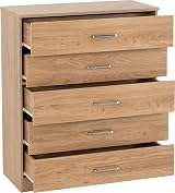 Seconique Dakota 5 Drawer Chest in Oak Effect view 3