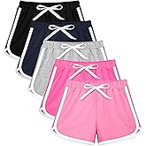 Resinta 5 Packs Girls Cotton Athletic Shorts Toddler Summer Running Shorts Dolphin Yoga Shorts for Kids