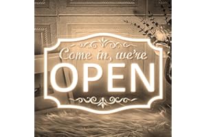 Shellspace Open Neon Sign, Dimmable Come in We're Open Neon Sign for Business Neon Signs for Business Window Shop Commercial 