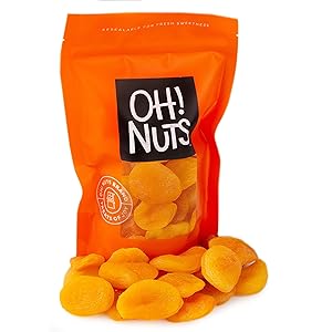 Oh! Nuts Dried Turkish Apricots | 2lb Bulk Bag of Fresh Dehydrated Sweet Apricot Pieces for Snacking & Baking | No Sugar Added, Low Sodium, Dairy Free, Low Cholesterol, Low Fat & High Fiber Fruit Bits