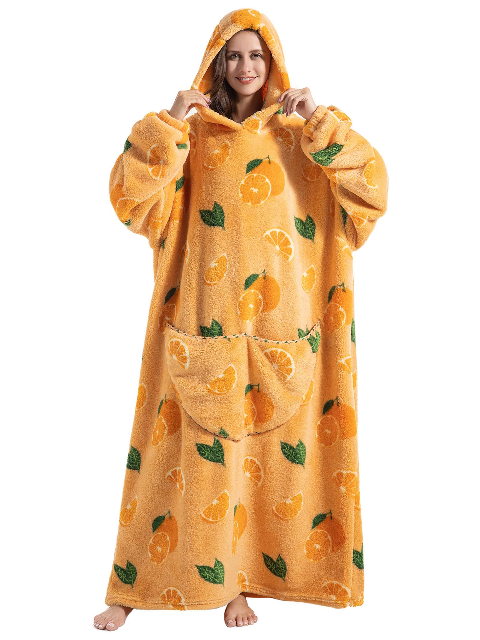 JOREAY Extra Long Blanket Hoodies for Women Men, Oversized Snuggle Fleece Wearable Fluffy Blanket, Giant Hooded Sweatshirts for Teen and Adult