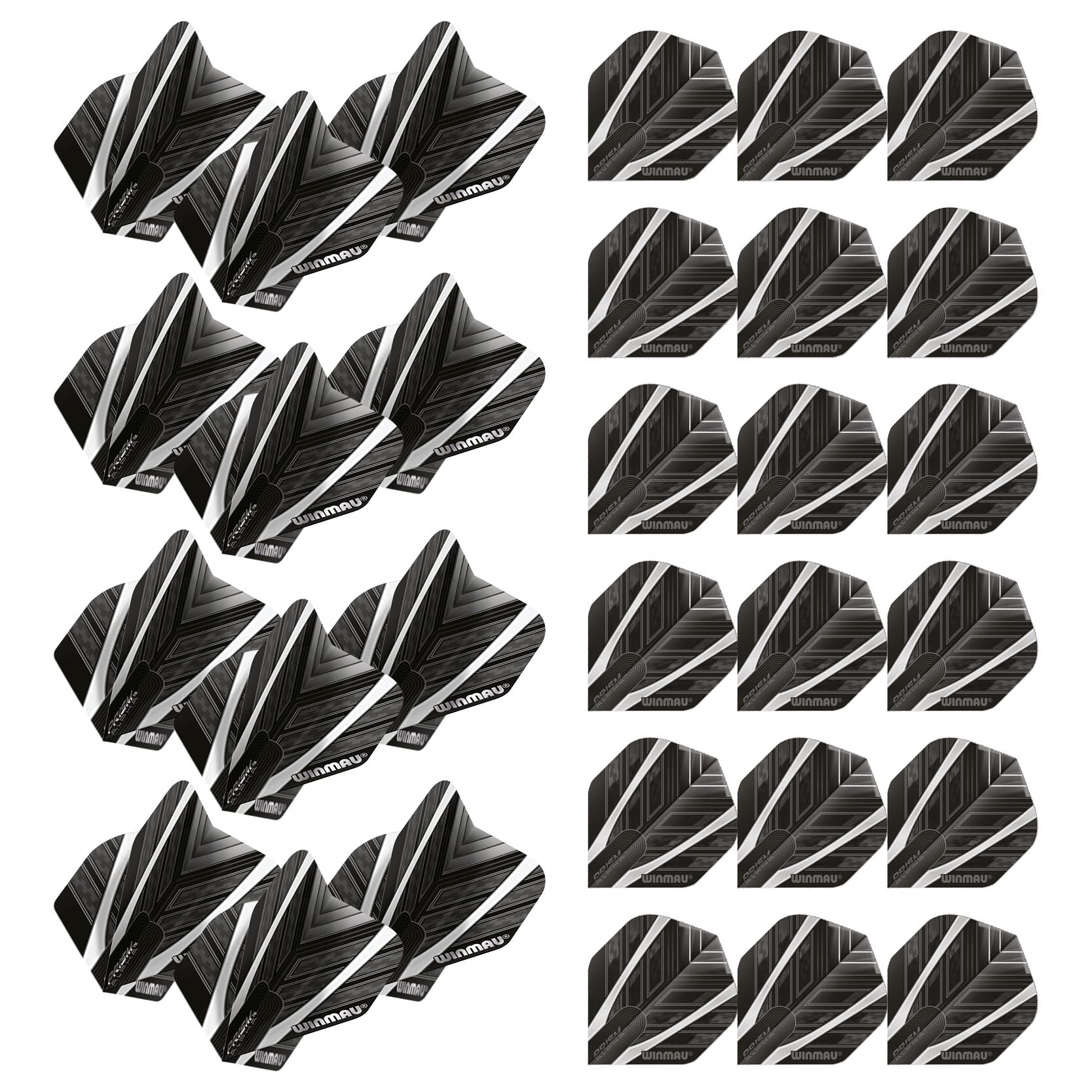 WINMAU Prism Alpha Extra Thick Dart Flights - 10 sets per pack (30 dart flights in total) (Black & Grey)