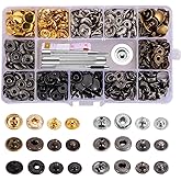 Toututu Juego de 120 cierres de cuero, botones de presión de metal de 0.47 pulgadas con 4 herramientas de ajuste, broches de 