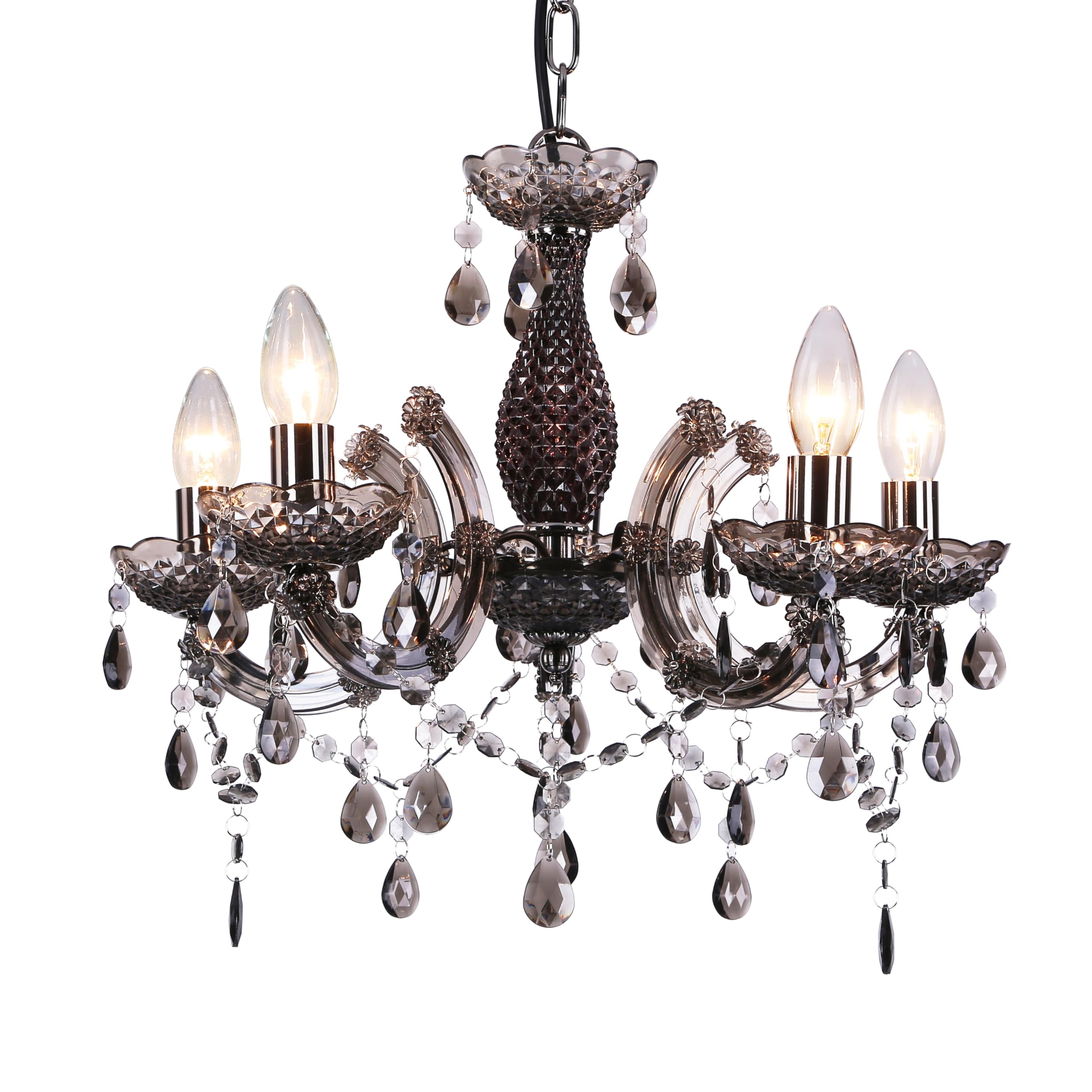 Tafunker 5 Light Chandelier, 5 Lamp Pendant, Smoked.Acrylic Bedroom Living Room Ceiling Light … (Smoked) (Smoked)