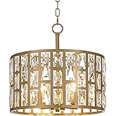 Kira Home Lumière 16" Modern 3-Light Semi Flush Convertible Pendant Light, Crystal Chandelier, Cool Brass Finish