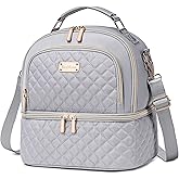 REXMONA Lunch Bag - Dual Compartment Insulated Lunchbox for Men & Women - Leakproof Lunch Cooler with Adjustable Strap for Work, Picnic, Beach