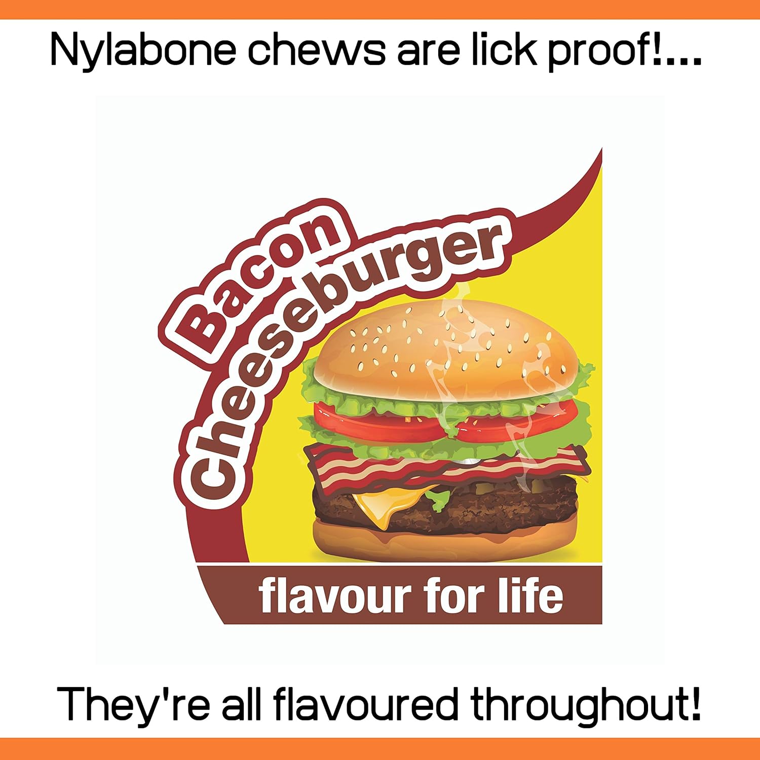 Nylabone Strong Tough Durable Rubber Dog Chew Toy Bone, Bacon Cheeseburger Flavour, Small, for dogs up to 11kg - Image 5