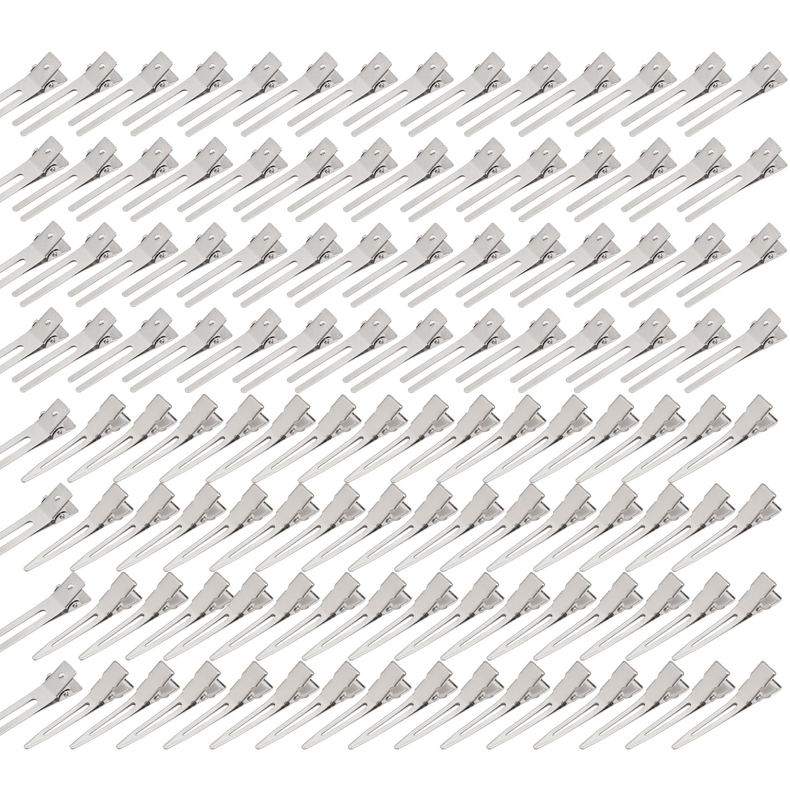 DALAETUS 120 Pcs Metal Hair Clips for Styling and Sectioning - Double Prong & Pin Curl Pins, Silver Hairpins for DIY Bow Salon Barber