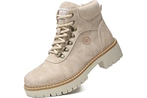 ANJOUFEMME Work Winter Hiking Boots For Women - Womens Snow Outdoor Casual Lace up Ankle Boots Waterproof Lightweight Warm Backpacking Walking Hiking Shoes