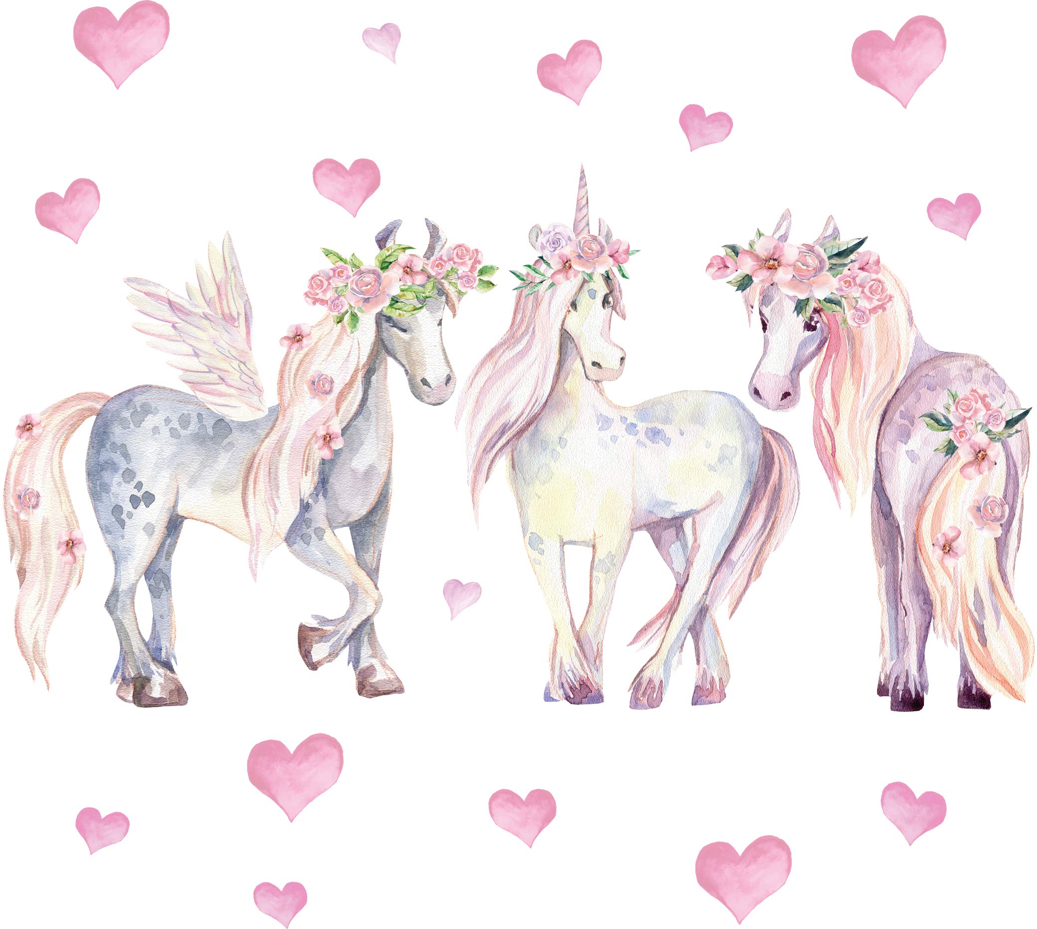 Pandawal Wall Sticker for Children's Room Girls Decoration Unicorn Horses Heart Wall Decoration for Children and Baby Room Wall Sticker (M)