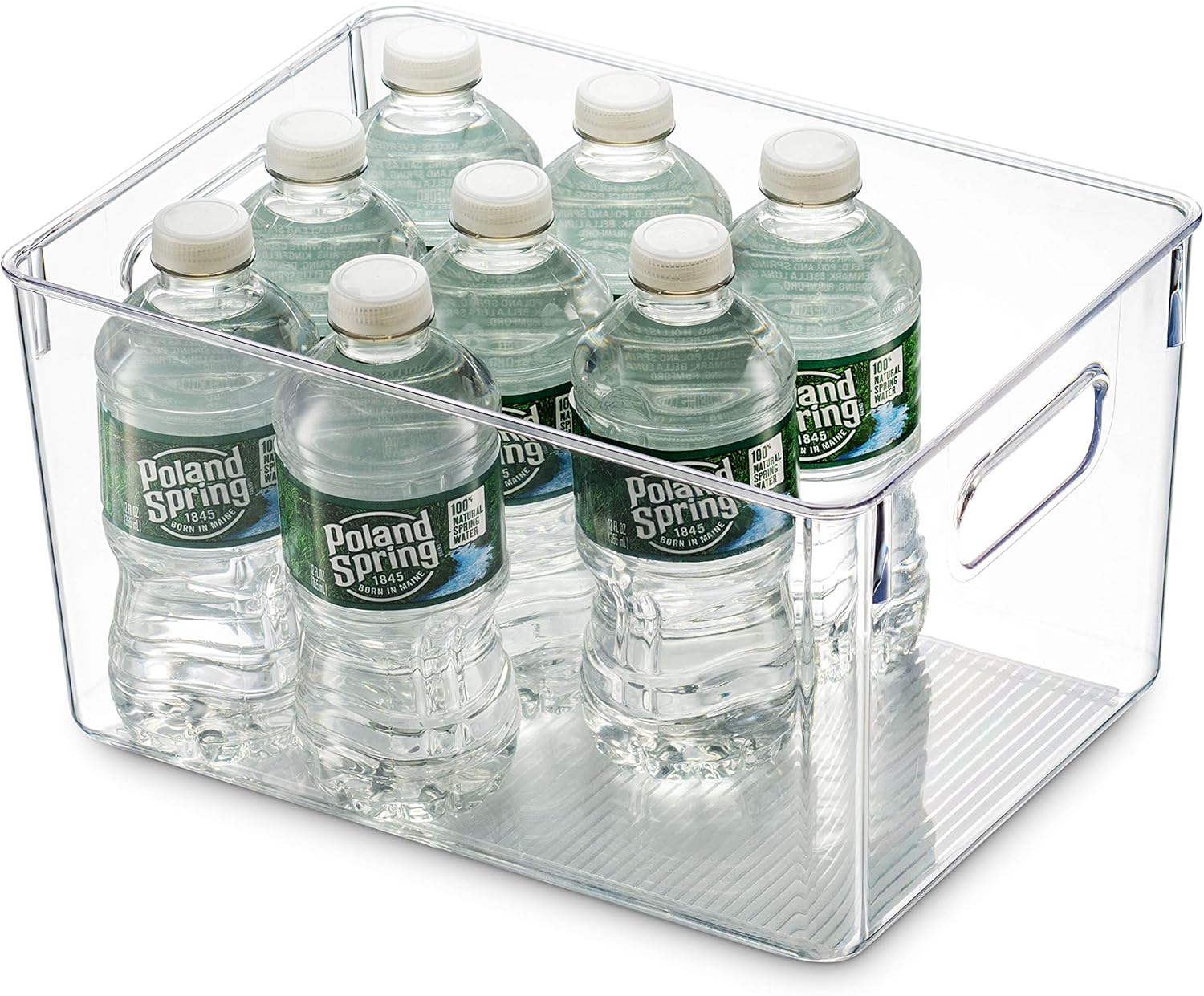 Set Of 4 Clear Pantry Organizer Bins Household Plastic Food Storage Basket with Cutout Handles for Kitchen, Countertops, Cabinets, Refrigerator, Freezer, Bedrooms, Bathrooms - 11" Wide: Kitchen & Dining